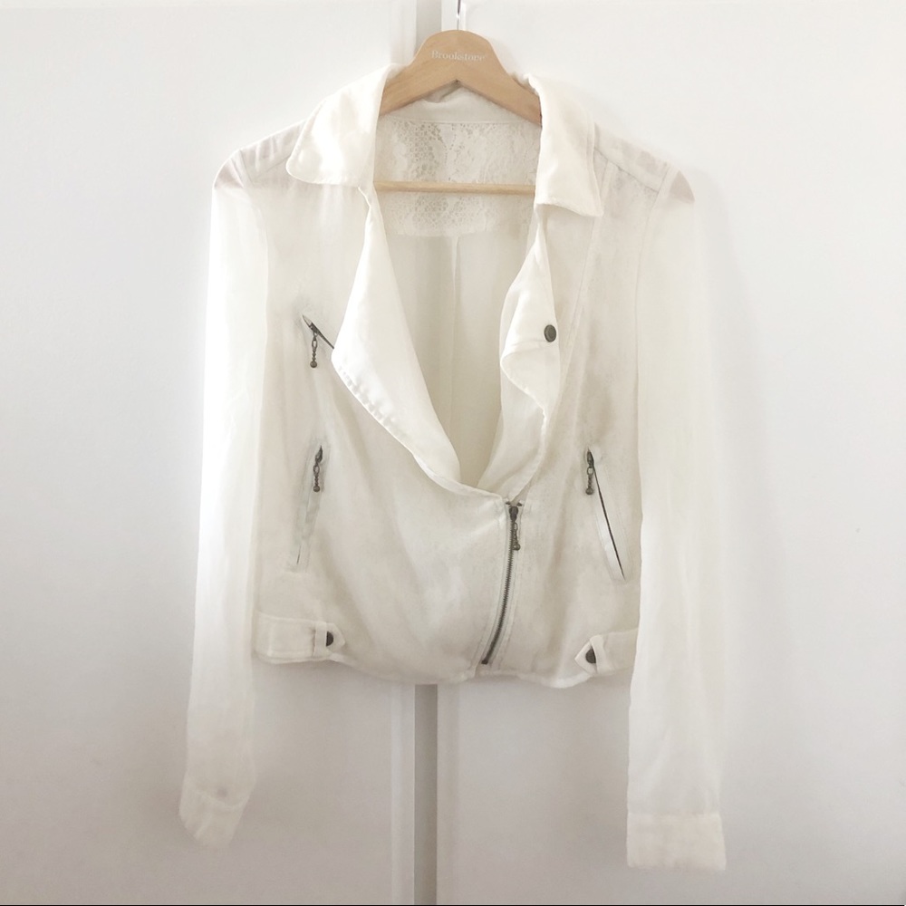 Cream Lace Moto Jacket
